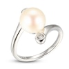 Thumbnail Image 1 of Cultured Pearl & White Lab-Created Sapphire Ring Sterling Silver