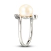 Thumbnail Image 2 of Cultured Pearl & White Lab-Created Sapphire Ring Sterling Silver