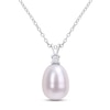 Thumbnail Image 1 of Cultured Pearl & White Lab-Created Sapphire Necklace Sterling Silver 18"