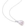 Thumbnail Image 2 of Cultured Pearl & White Lab-Created Sapphire Necklace Sterling Silver 18"