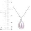 Thumbnail Image 3 of Cultured Pearl & White Lab-Created Sapphire Necklace Sterling Silver 18"