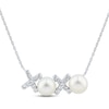 Cultured Pearl & White Topaz XOXO Necklace Sterling Silver 18"