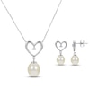 Thumbnail Image 1 of Cultured Pearl & White Lab-Created Sapphire Heart Boxed Set Sterling Silver