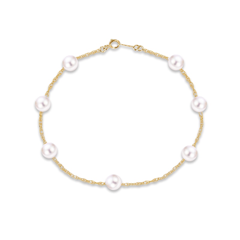Cultured Pearl Bracelet 10K Yellow Gold 7.25"