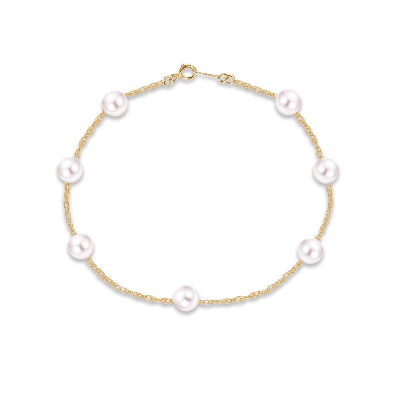 Main Image 1 of Cultured Pearl Bracelet 10K Yellow Gold 7.25&quot;