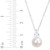 Thumbnail Image 3 of Cultured Pearl & White Lab-Created Sapphire Necklace Sterling Silver 18&quot;