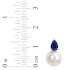Thumbnail Image 2 of Cultured Pearl & Blue Lab-Created Sapphire Earrings Sterling Silver