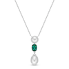 Thumbnail Image 0 of Cultured Pearl & Lab-Created Emerald Drop Necklace Sterling Silver 18"