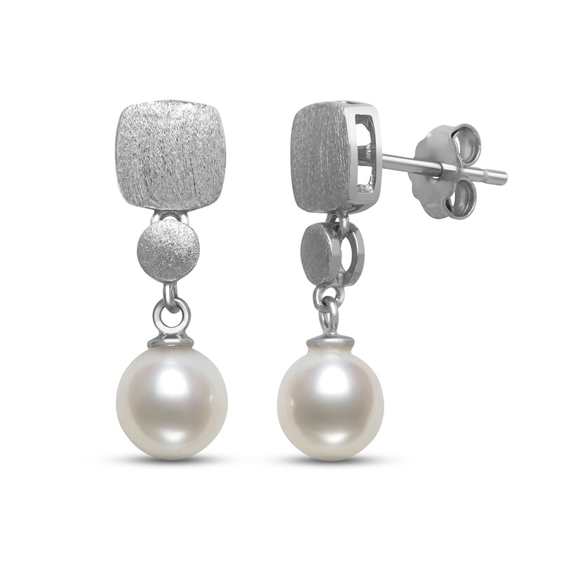 Main Image 1 of Cultured Pearl Dangle Earrings Sterling Silver
