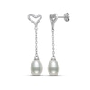 Thumbnail Image 1 of Cultured Pearl & White Lab-Created Sapphire Heart Drop Earrings Sterling Silver