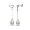 Thumbnail Image 0 of Cultured Pearl & White Lab-Created Sapphire Heart Drop Earrings Sterling Silver