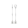 Thumbnail Image 1 of Cultured Pearl & White Lab-Created Sapphire Drop Earrings Sterling Silver