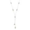 Thumbnail Image 1 of Cultured Pearl Station Lariat Necklace Sterling Silver 18&quot;