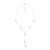 Cultured Pearl Station Lariat Necklace Sterling Silver 18"