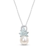 Thumbnail Image 0 of Cultured Pearl, Aquamarine & Diamond Necklace 1/15 ct tw Round-cut Sterling Silver 18"