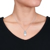 Thumbnail Image 2 of Cultured Pearl, Aquamarine & Diamond Necklace 1/15 ct tw Round-cut Sterling Silver 18"