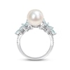 Thumbnail Image 2 of Cultured Pearl, Aquamarine & Diamond Ring 1/10 ct tw Round-cut Sterling Silver