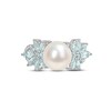 Thumbnail Image 4 of Cultured Pearl, Aquamarine & Diamond Ring 1/10 ct tw Round-cut Sterling Silver