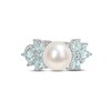 Thumbnail Image 3 of Cultured Pearl, Aquamarine & Diamond Ring 1/10 ct tw Round-cut Sterling Silver