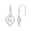 Thumbnail Image 1 of Cultured Pearl & White Lab-Created Sapphire Drop Earrings Sterling Silver
