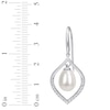 Thumbnail Image 2 of Cultured Pearl & White Lab-Created Sapphire Drop Earrings Sterling Silver