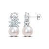 Thumbnail Image 0 of Freshwater Cultured Pearl, Aquamarine & Diamond Earrings 1/10 ct tw Sterling Silver