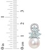 Thumbnail Image 1 of Freshwater Cultured Pearl, Aquamarine & Diamond Earrings 1/10 ct tw Sterling Silver