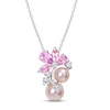 Thumbnail Image 1 of Pink Cultured Pearl, Pink & White Lab-Created Sapphire Necklace Sterling Silver 18&quot;