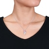 Thumbnail Image 3 of Pink Cultured Pearl, Pink & White Lab-Created Sapphire Necklace Sterling Silver 18&quot;