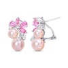 Thumbnail Image 0 of Pink Cultured Pearl, Pink & White Lab-Created Sapphire Earrings Sterling Silver