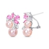 Thumbnail Image 1 of Pink Cultured Pearl, Pink & White Lab-Created Sapphire Earrings Sterling Silver