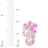 Thumbnail Image 1 of Pink Cultured Pearl, Pink & White Lab-Created Sapphire Earrings Sterling Silver