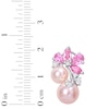 Thumbnail Image 2 of Pink Cultured Pearl, Pink & White Lab-Created Sapphire Earrings Sterling Silver