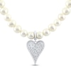 Thumbnail Image 2 of Cultured Pearl & White Lab-Created Sapphire Heart Necklace Sterling Silver 17"