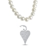 Thumbnail Image 4 of Cultured Pearl & White Lab-Created Sapphire Heart Necklace Sterling Silver 17"