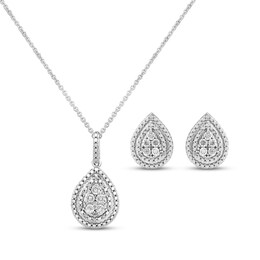 Diamond Teardrop Gift Set 1/10 ct tw Sterling Silver 18&quot;