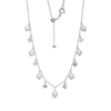 Thumbnail Image 1 of Cultured Pearl & White Lab-Created Sapphire Dangle Station Necklace Sterling Silver 18&quot;