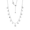 Thumbnail Image 3 of Cultured Pearl & White Lab-Created Sapphire Dangle Station Necklace Sterling Silver 18&quot;