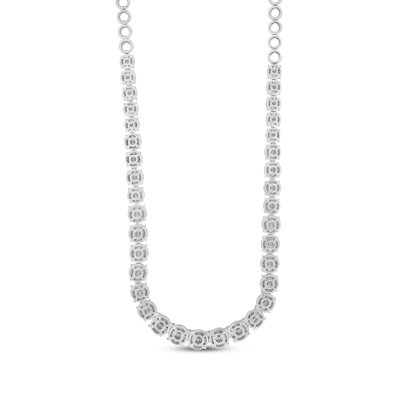 Baguette & Round-Cut Multi-Diamond Riviera Necklace 4 ct tw 14K White Gold 18"