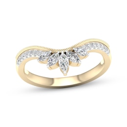Now + Forever Marquise & Round-Cut Diamond Contour Anniversary Band 1/3 ct tw 14K Yellow Gold