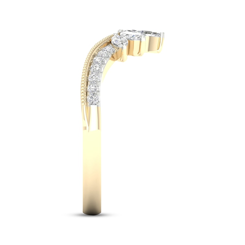 Main Image 3 of Now + Forever Marquise & Round-Cut Diamond Contour Anniversary Band 1/3 ct tw 14K Yellow Gold
