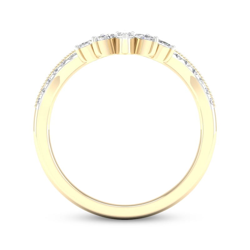 Marquise & Round-Cut Diamond Contour Anniversary Band 1/3 ct tw 14K Yellow Gold