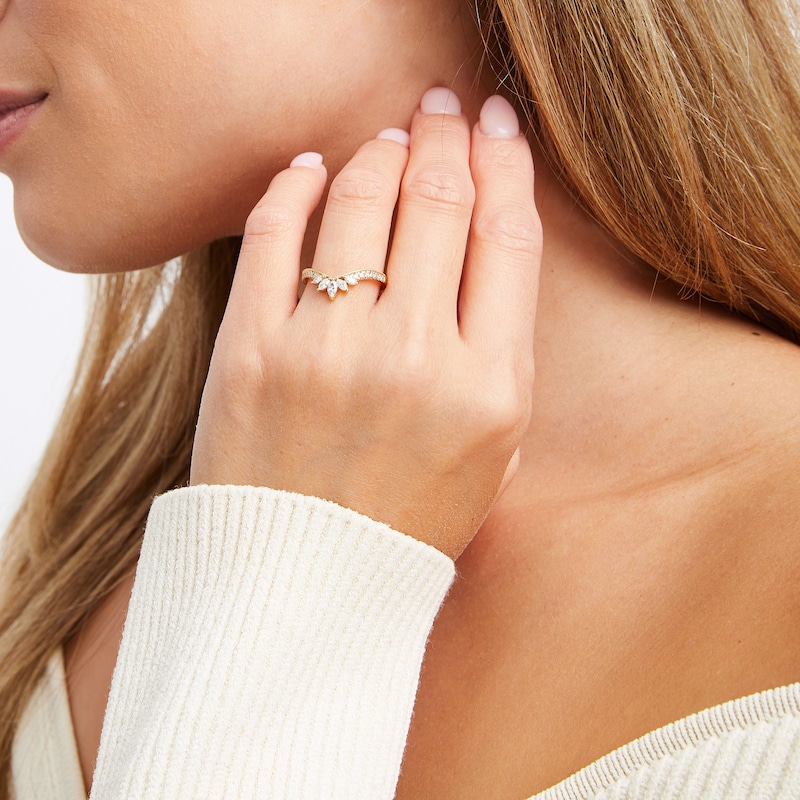 Main Image 5 of Now + Forever Marquise & Round-Cut Diamond Contour Anniversary Band 1/3 ct tw 14K Yellow Gold