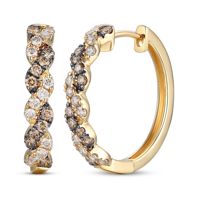 Le Vian Chocolate Twist Diamond Hoop Earrings 3/8 ct tw 14K Honey Gold