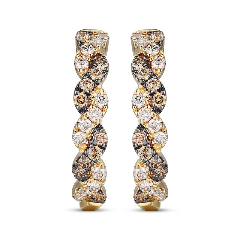Main Image 2 of Le Vian Chocolate Twist Diamond Hoop Earrings 3/4 ct tw 14K Honey Gold