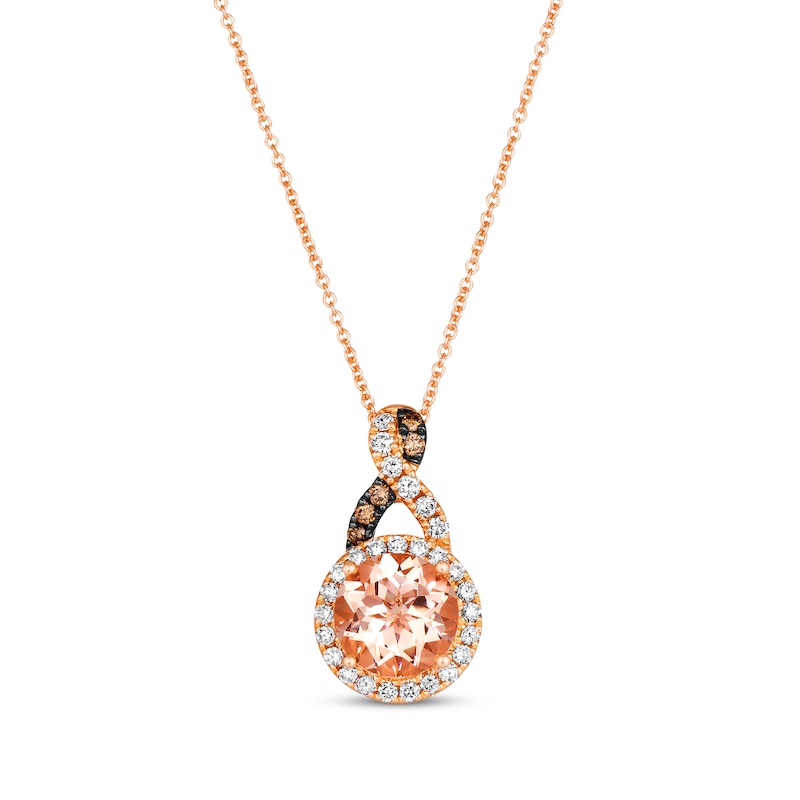 Main Image 1 of Le Vian Chocolate Twist Morganite Necklace 1/3 ct tw Diamonds 14K Strawberry Gold 19&quot;