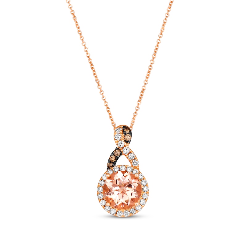 Le Vian Chocolate Twist Morganite Necklace 1/3 ct tw Diamonds 14K Strawberry Gold 19"