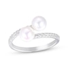Thumbnail Image 0 of Cultured Pearl & White Lab-Created Sapphire Bypass Ring Sterling Silver