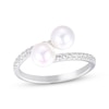Thumbnail Image 1 of Cultured Pearl & White Lab-Created Sapphire Bypass Ring Sterling Silver