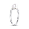 Thumbnail Image 2 of Cultured Pearl & White Lab-Created Sapphire Bypass Ring Sterling Silver